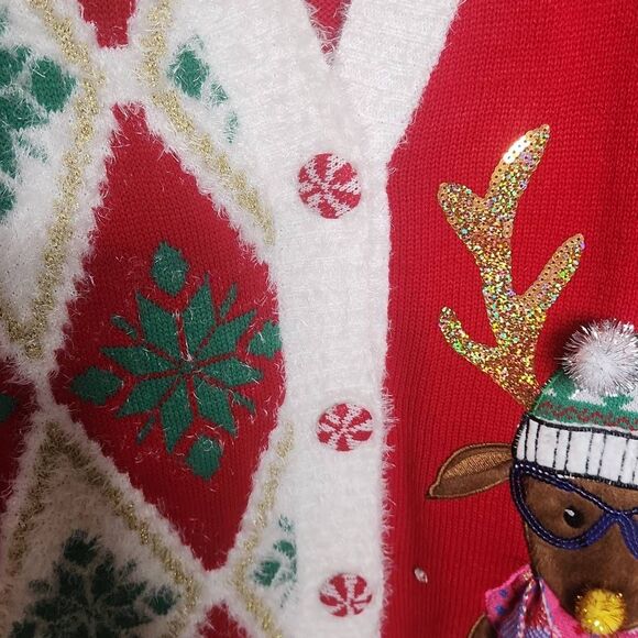 Jollidays Christmas reindeer v neck cardigans women's size XXL - Picture 4 of 7
